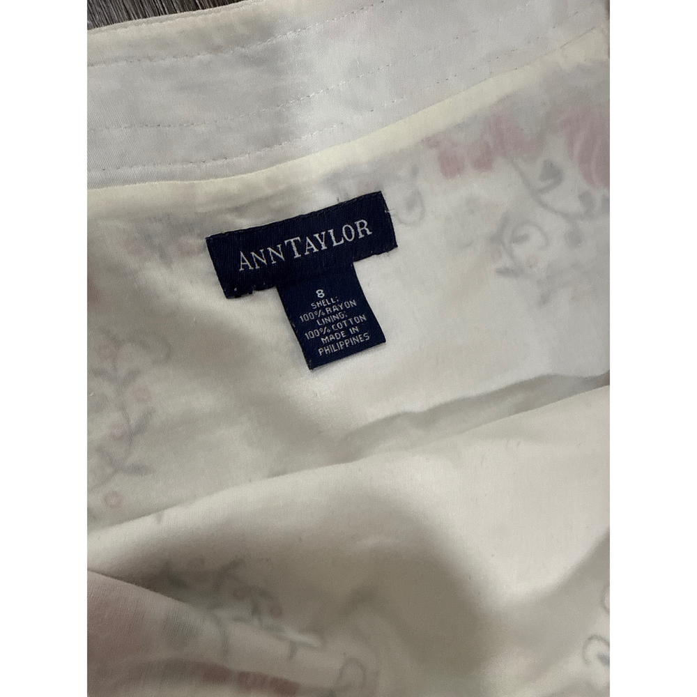 ANN TAYLOR Womens Floral Skirt White Red Blue - Picture 5 of 5
